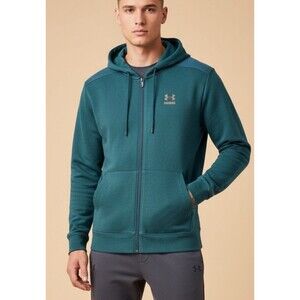 UNDER ARMOUR RIVAL FULL ZIPPER HOODIE JACKET FLEECE COLDGEAR Small MENS GREEN
